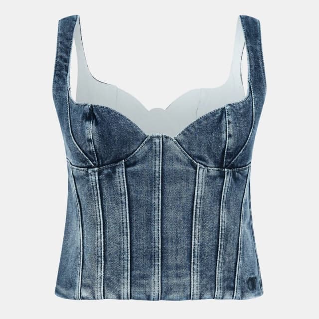 Off White Womens Ribbed Knitted Top Blue female 4 (3XS)