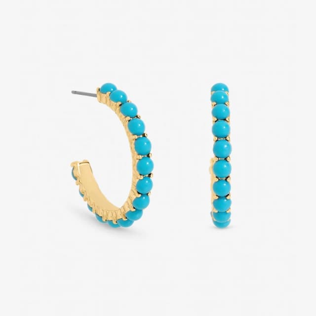 Mood Gold Plated and Blue Bead Hoop Earrings Gold female One Size
