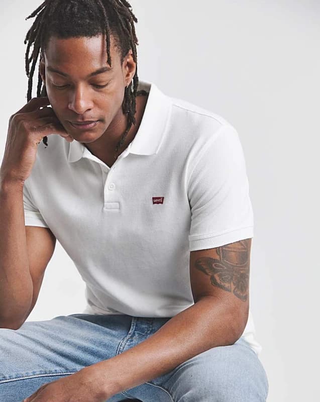 Levis Levis Short Sleeve Housemark Pique Polo White - Levis - Size: XL White Male XL LE24604