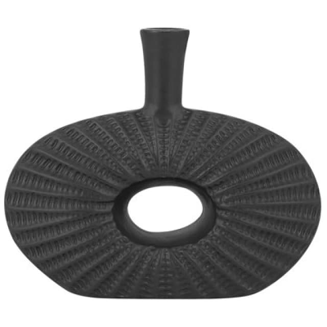Beliani Decorative Vase Arwad Stoneware 24cm Black