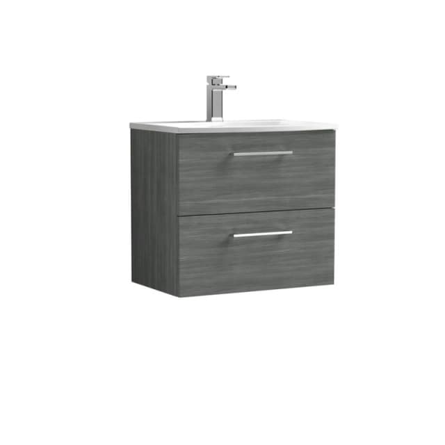 Balterley Bathroom 2 Soft Close Drawer Wall Hung Vanity, Anthracite, 600mm in Grey Grey Unisex