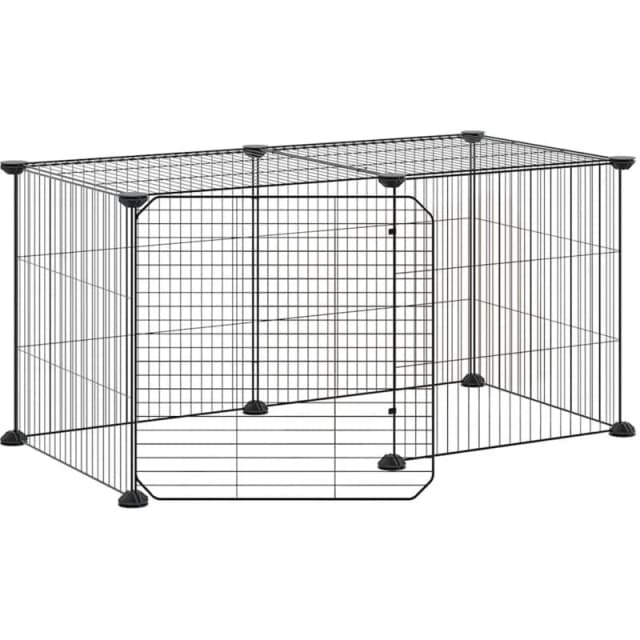 VIDAXL 8-Panel Pet Cage with Door Black 35x35cm Steel Vidaxl 8720287190868