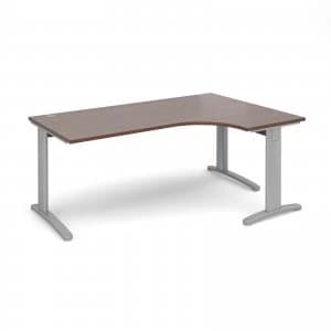 TR10 Deluxe Right Hand Ergonomic Desk 1800mm - Silver Frame Walnut to