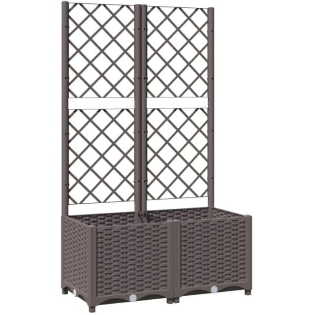 vidaXL Garden Planter w/ Trellis Brown 80x40x136cm PP, Brown 318261