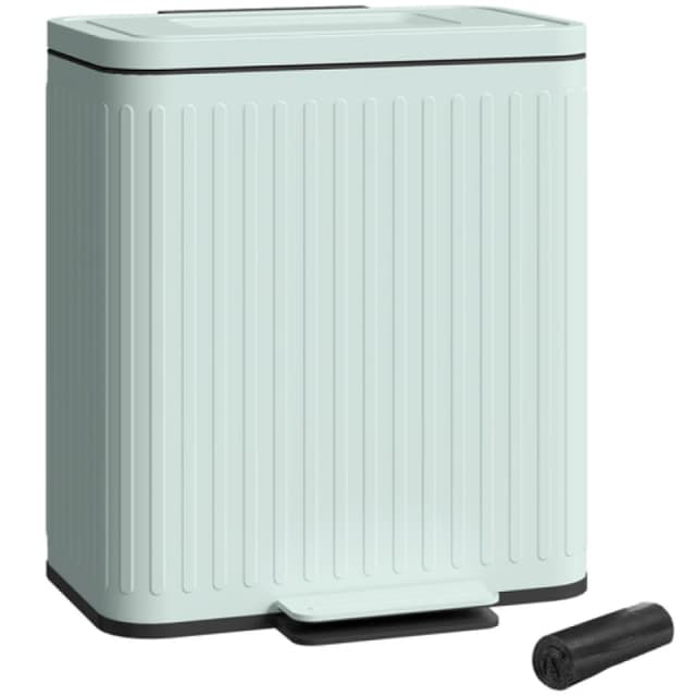 HOMCOM HOMCOM 2 x 20L Double Rubbish Bin, Pedal Bin with Rubbish Bags, Green Green One Size Unisex 5063603036758