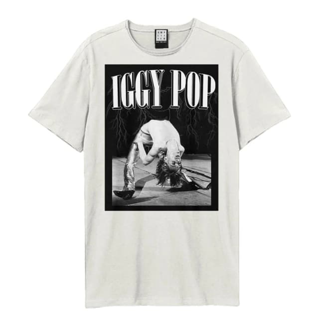 Amplified Amplified Men Pop On Stage Iggy Pop T-Shirt in White Size: X-Small White XS Male 5063574714532