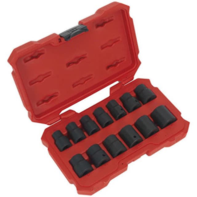 Loops 13 Piece PREMIUM Lock-On Impact Socket Set - 1/2" Sq Drive - Phosphate Finish Multi