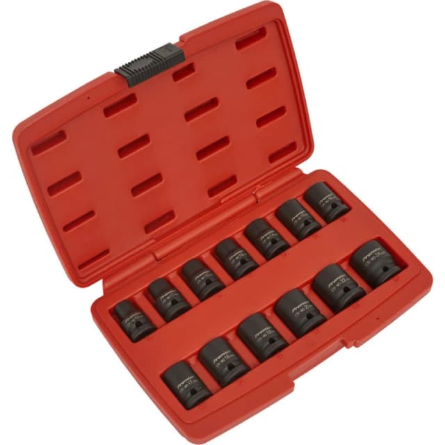 Loops 13 Piece Impact Socket Set - 1/2" Sq Drive - 12-Point - Corrosion Resistant Multi