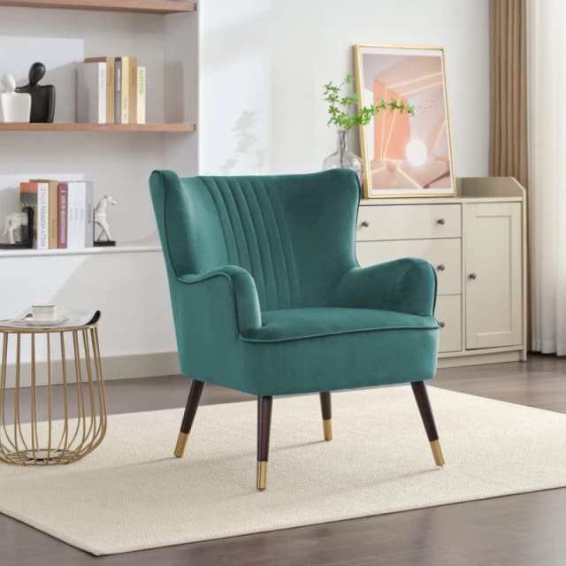Artemis Home Madison Velvet Fabric Accent Chair in Green Green Unisex