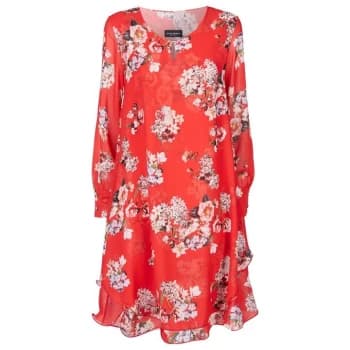 James Lakeland Long Sleeve Print Wave Hem Dress - Red