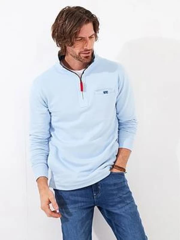 Joe Browns Joe Browns Men Washed 1/4 Zip Funnel Neck Sweatshirt in Pale Blue Size: Small Pale Blue S Male 5059953255260