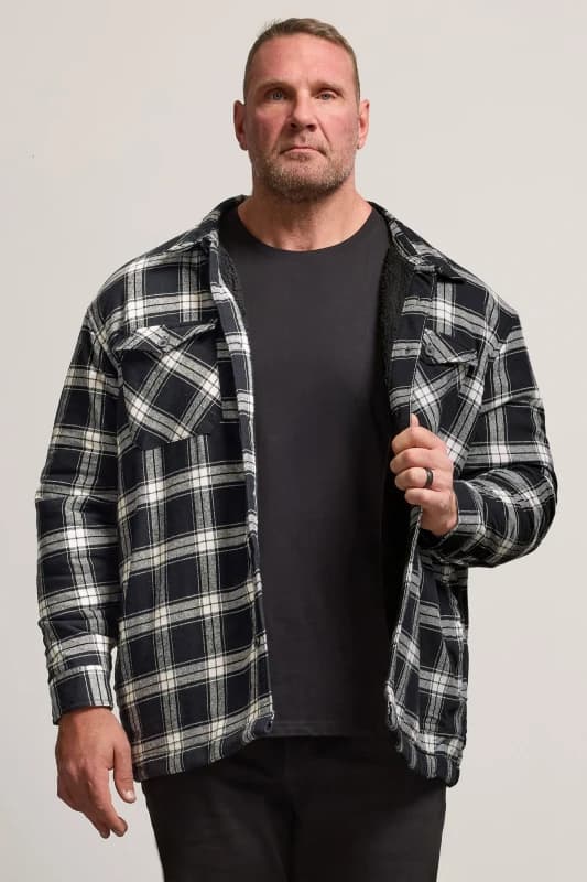 BadRhino Checked Borg Shacket Black