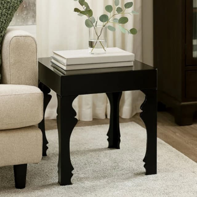 Premier Housewares Interiors by Premier High Gloss Side Table,Wood Side Table, Wooden Bedside Table, Contemporary Natural Wood Side Table Black