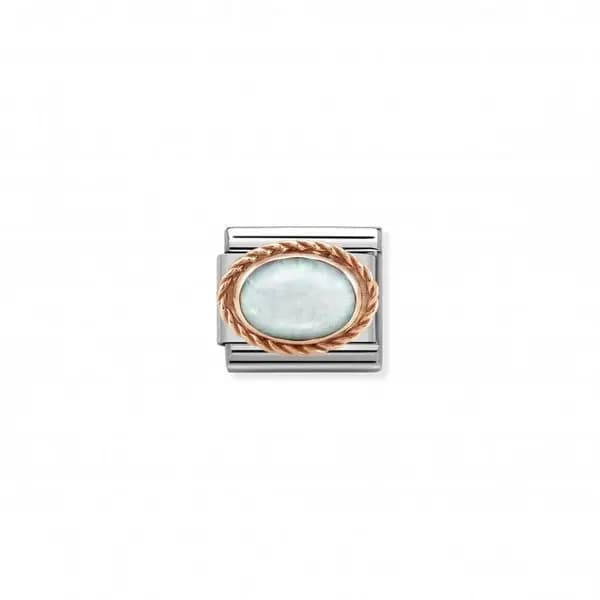 Classic Pink Gold And Stones White Opal Link Charm 430507/07