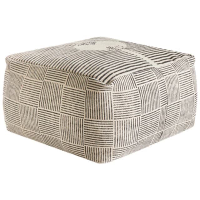 Beliani Mediterranean Pouffe Lutz Cotton Grey