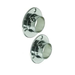 Wickes Interior Wardrobe Rail Retaining Socket - 25mm Brushed Nickel Pack of 2
