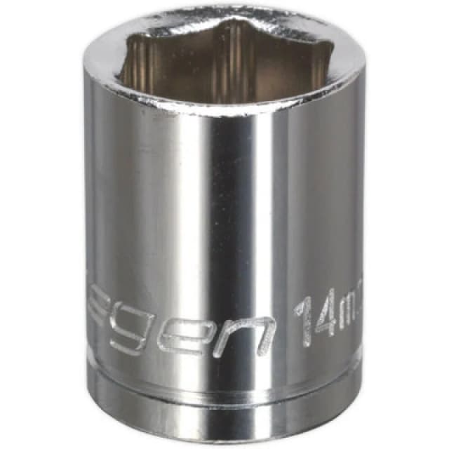 Loops 14mm Chrome Plated Drive Socket - 3/8" Square Drive - High Grade Carbon Steel Metallics