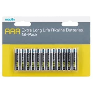 Maplin Extra Long Life High Performance Alkaline AAA 1.5V Batteries 12 Pack