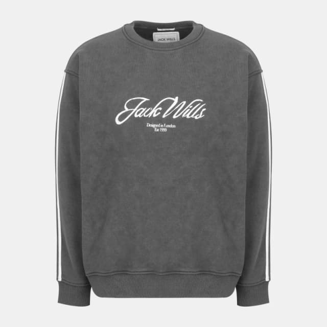 Jack Wills Mens Watercolour Cotton Long Sleeve Oversized Fit Crew Sweatshirt Iron male S