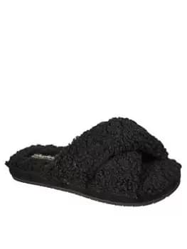 Skechers Cozy Slide Sherpa Slippers - Black, Size 6, Women