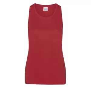 AWDis Just Cool Womens/Ladies Girlie Smooth Sports Sleeveless Vest (L) (Fire Red)