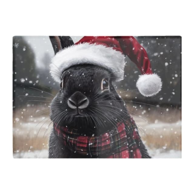 Warren Reed Designer Christmas Black Rabbit Glass Chopping Board