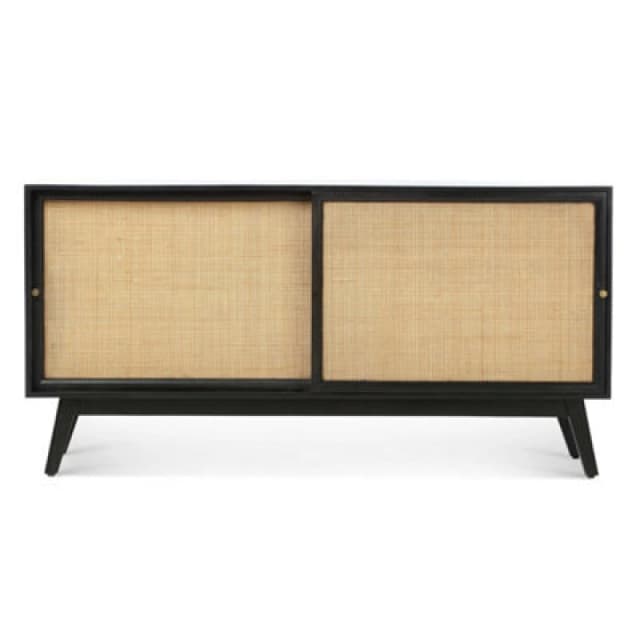 Desser Manhattan Sideboard With Sliding Doors Mango Wood In Black (H75Cm X W150Cm X D45Cm)