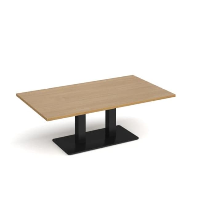 Eros Eros rectangular coffee table with flat Black rectangular base and twin uprights 1400mm x 800mm - oak ECR1400-K-O