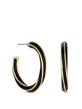 Mood Gold Black Enamel Twisted Hoop Earrings, Yellow Gold, Women