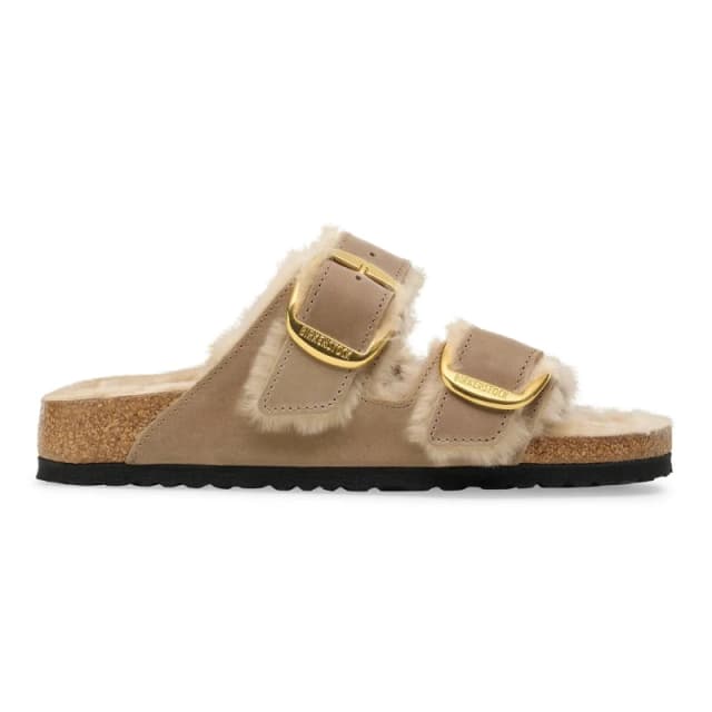 Birkenstock Womens slides Birkenstock Arizona Big Buckle Shearling Beige Female 36 Etroit