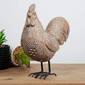 Carved Sandstone Effect Cockerel Ornament