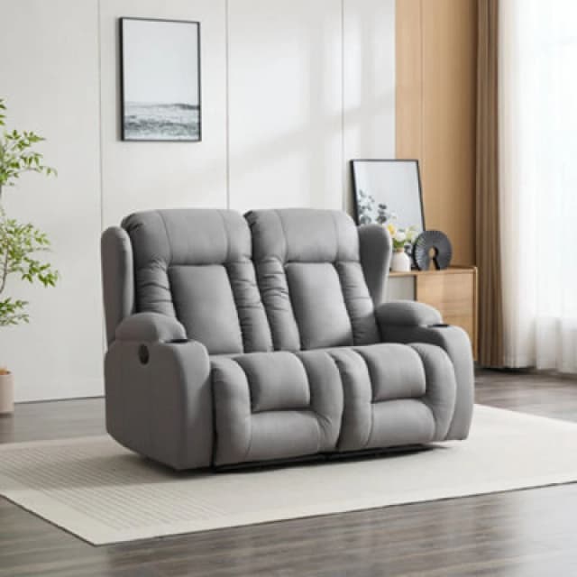 More4Homes Caesar 2 Seater Grey Technology Fabric Modern Electric Recliner Sofa