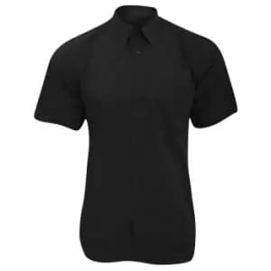 Fruit Of The Loom Mens Short Sleeve Poplin Shirt (2XL) (Black)