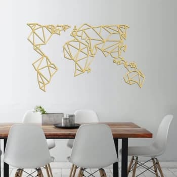 World Map Metal Decor 4 - Gold Gold Decorative Metal Wall Accessory