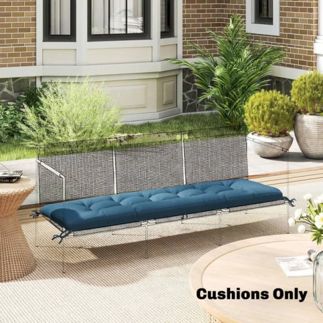 OUTSUNNY Sun Lounger Cushion, Memory Foam Patio Chair Cushion with Ties in Blue Blue Unisex