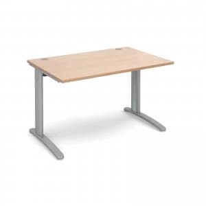 TR10 Straight Desk 1200mm x 800mm - Silver Frame Beech Top