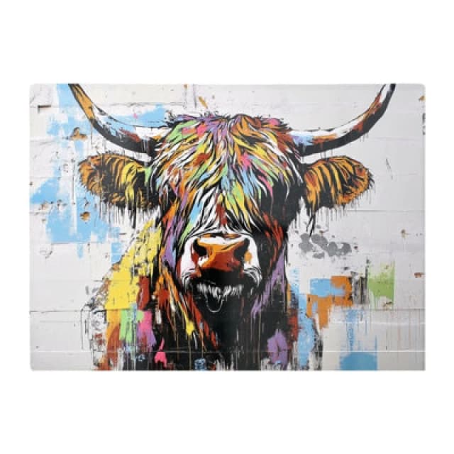 Warren Reed Designer Banksy Inspired Highland Cow Chopping Board