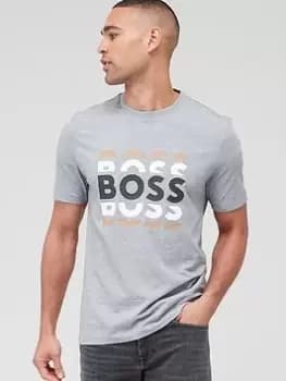 BOSS Tiburt 414 Regular Fit T-Shirt, Silver Size M Men