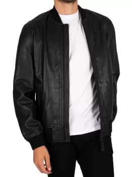 Studios Leather Flight Bomber Jacket