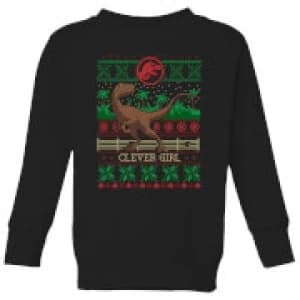 Jurassic Park Clever Girl Kids Christmas Sweatshirt - Black - 11-12 Years
