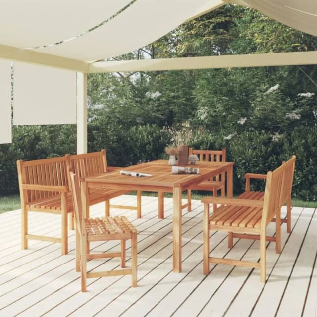vidaXL 5 Piece Garden Dining Set Solid Wood Teak, Brown 3157161