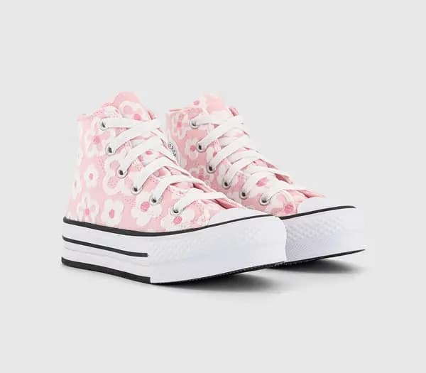 Converse Kids All Star Eva Lift Hi Trainers Donut Glaze Oops Pink White, 1 Youth