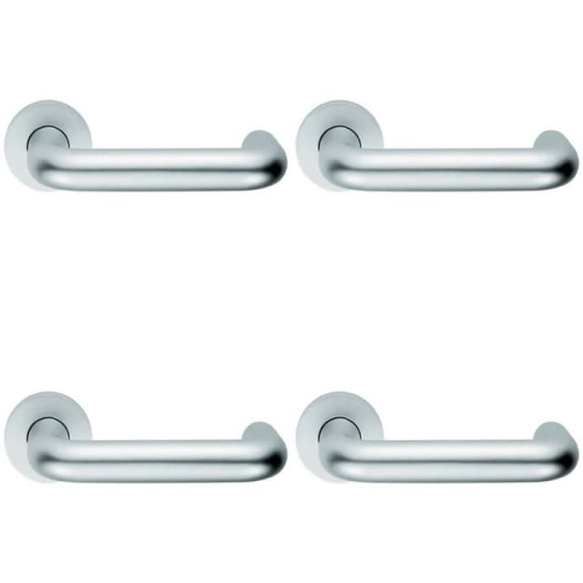 Loops 4x PAIR 22mm Round Bar Safety Lever on Round Rose DDA Compliant Satin Aluminium Multi