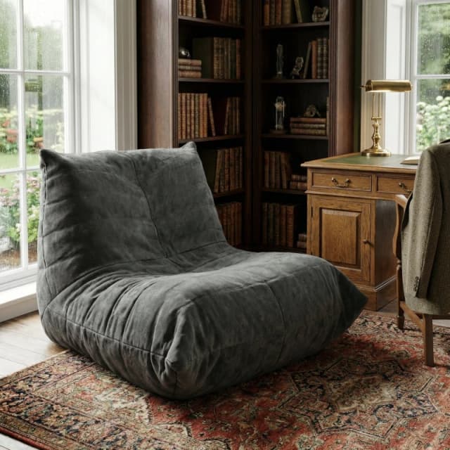 Urban Meuble Luxury Chenille Bean Bag Lazy Sofa Grey unisex One Size