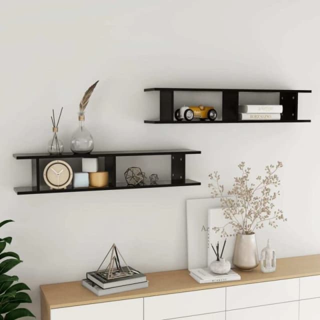 VIDAXL Vidaxl - Wall Shelf 2 pcs Black 105x18x20cm Engineered Wood 8720286596241