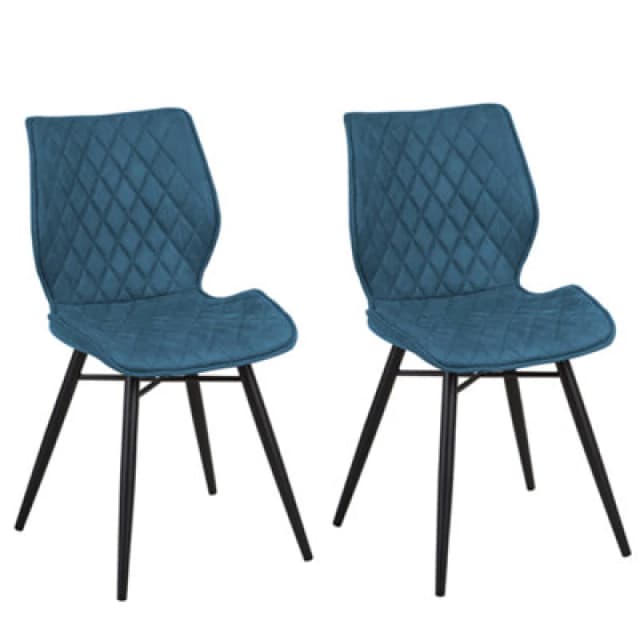 Beliani Set Of 2 Dining Chairs Lisle Sea Blue