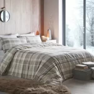 Applecross Checked Natural Duvet Cover and Pillowcase Set Natural