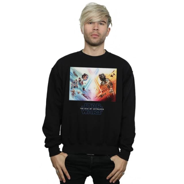 Disney Men Star Wars The Rise Of Skywalker Battle Poster Sweatshirt in Black Size: Small Black S Male 5059400135435
