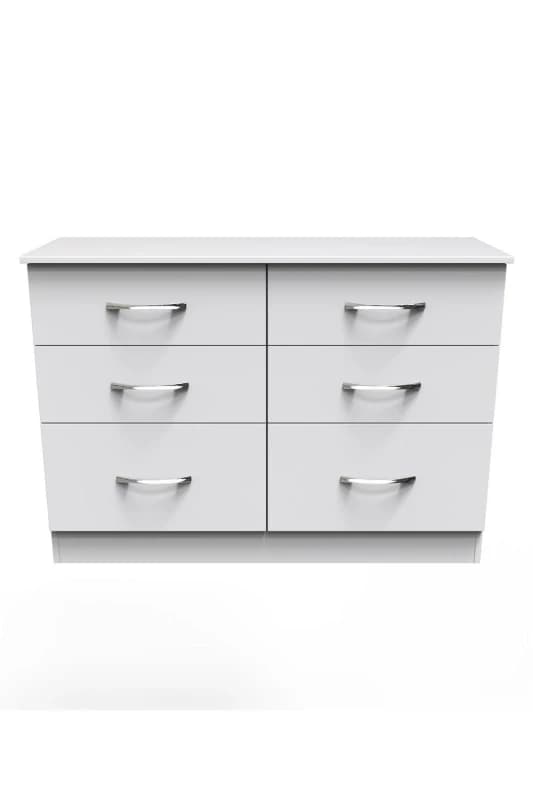 Heddon 6 Drawer Wide Chest In White Matt (Ready Assembled)