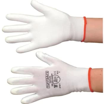 Tufflite Palm-side Coated White Gloves - Size 7 - Tuffsafe